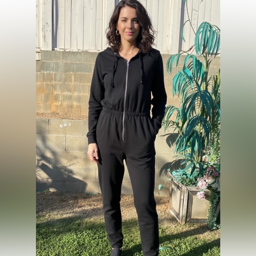 Old Navy Black Hooded sweatshirt Jumpsuit